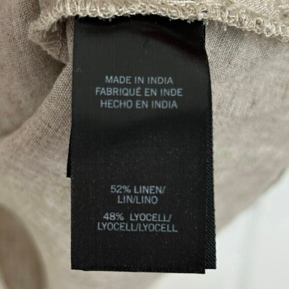 Kenneth Cole Women Short Sleeve Linen Button Up Top Tan Summer Preppy Medium - Picture 6 of 7